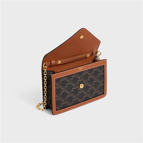 celine wallet on chain in triomphe canvas|celine canvas triomphe.